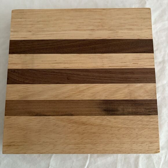 Ulu Chopping Bowl Board Medium Wood Stripe 8”x8” - Picture 6 of 16